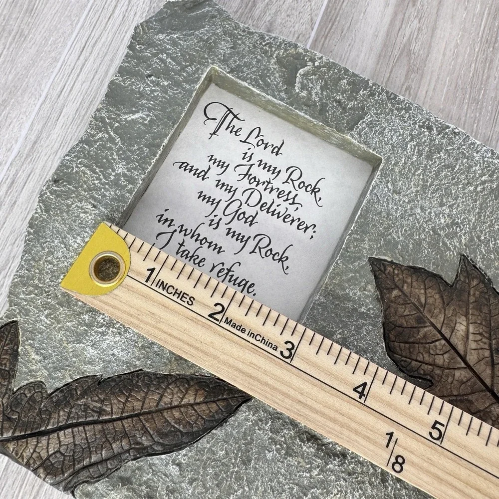 Rustic Stone Look Picture Frame Bible Verse Psalm 18:2 Leaf Decor‎ 7x7
